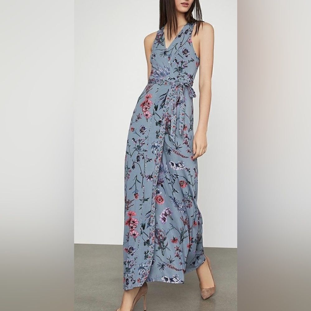 BCBG MAXAZRIA FLORAL WRAP MAXI DRESS WILD FLOWERS 2- DUSK NEW w/ Tags SMALL